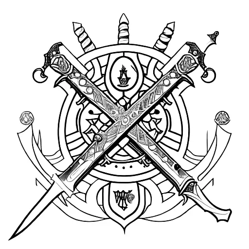 swords of the knights of the round table in the medieval tale tattoo design idea