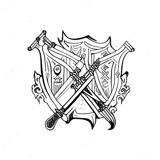 swords of the knights of the round table in the medieval tale tattoo design idea