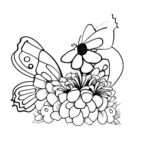 butterfly flowers semicolon  tattoo design idea