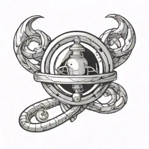 Mercury symbol intertwined with a stethoscope tattoo design idea
