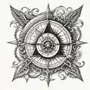 time, clock, illuminati Consisting a Compass tattoo design idea