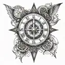 time, clock, illuminati Consisting a Compass tattoo design idea