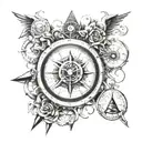 time, clock, illuminati Consisting a Compass tattoo design idea