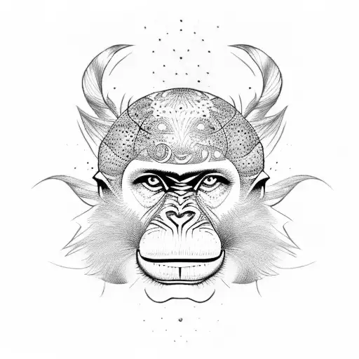 monkey puzzle three tattoo design idea
