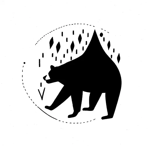 Standing Black Bear with one paw raised in the air tattoo design idea