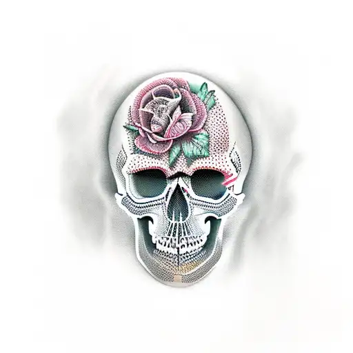 skull fading out of existence tattoo design idea