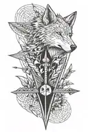 Dart Arrow combined with a wolf tattoo design idea