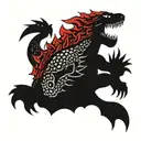 Red and Black Godzilla tattoo design idea