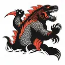 Red and Black Godzilla tattoo design idea