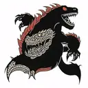 Red and Black Godzilla tattoo design idea
