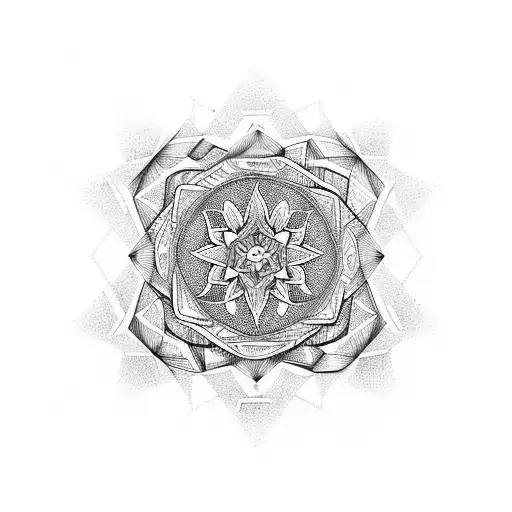 A mandala made geometric  tattoo design idea