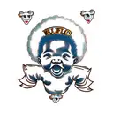 baby black face with afro hair with a bufallo head tattoo design idea