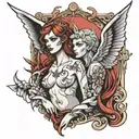 angel devil tattoo design idea
