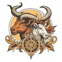 half Aries, half Taurus zodiac symbol tattoo design idea
