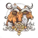 half Aries, half Taurus zodiac symbol tattoo design idea