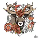 half Aries, half Taurus zodiac symbol tattoo design idea