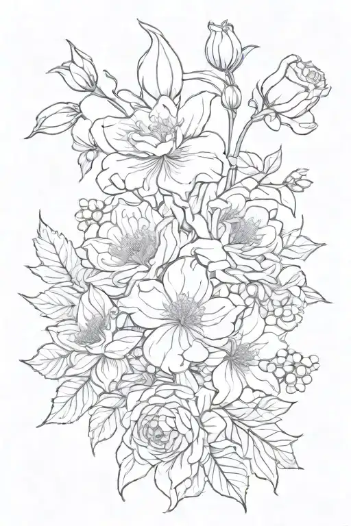 "may march September birth flower bouquet" tattoo design idea