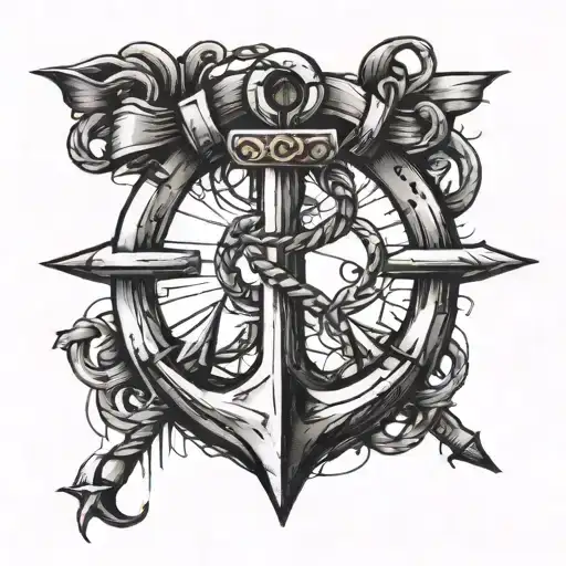 anchor and cross  tattoo design idea