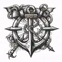 anchor and cross  tattoo design idea