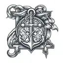 anchor and cross  tattoo design idea