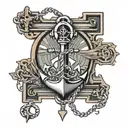 anchor and cross  tattoo design idea