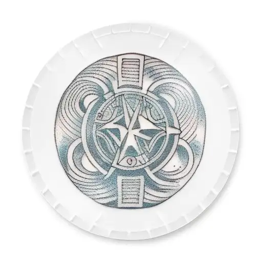 Disc golf discs and car parts forming an abstract pattern tattoo design idea