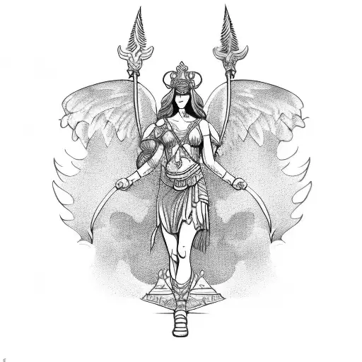 greek god freya full body with wings tattoo design idea
