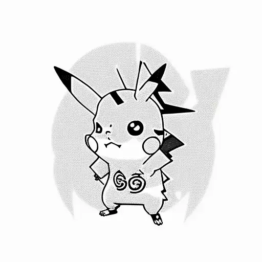 use pikachu as model and then add elements of naruto and one piece tattoo design idea