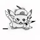 use pikachu as model and then add elements of naruto and one piece tattoo design idea