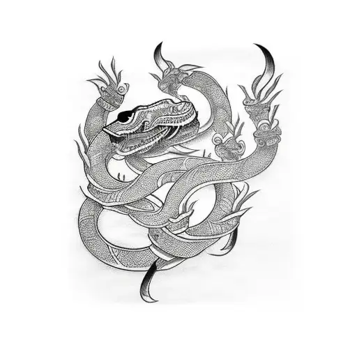 black and white cobra tattoo design idea