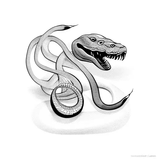 black and white snake tattoo design idea