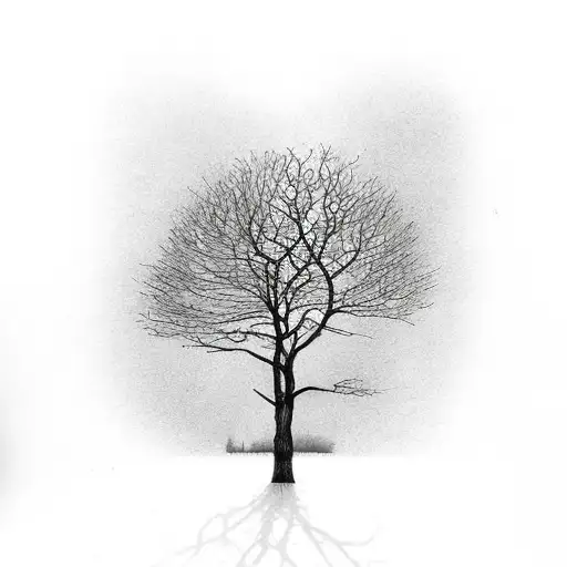 tree with a silhouette of a guitar and a camera and the number 2 tattoo design idea