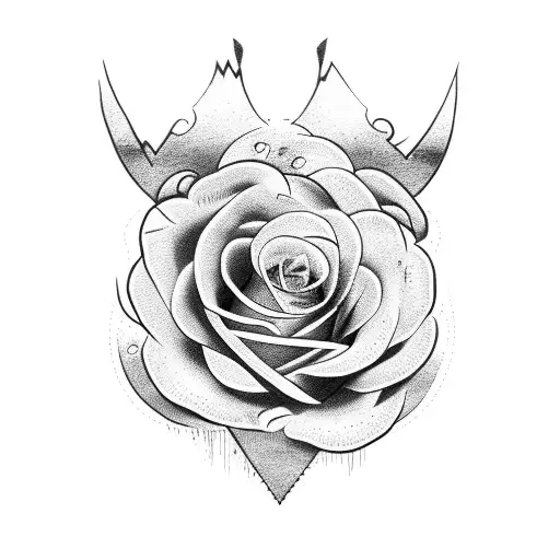 roman numeral with rose  tattoo design idea