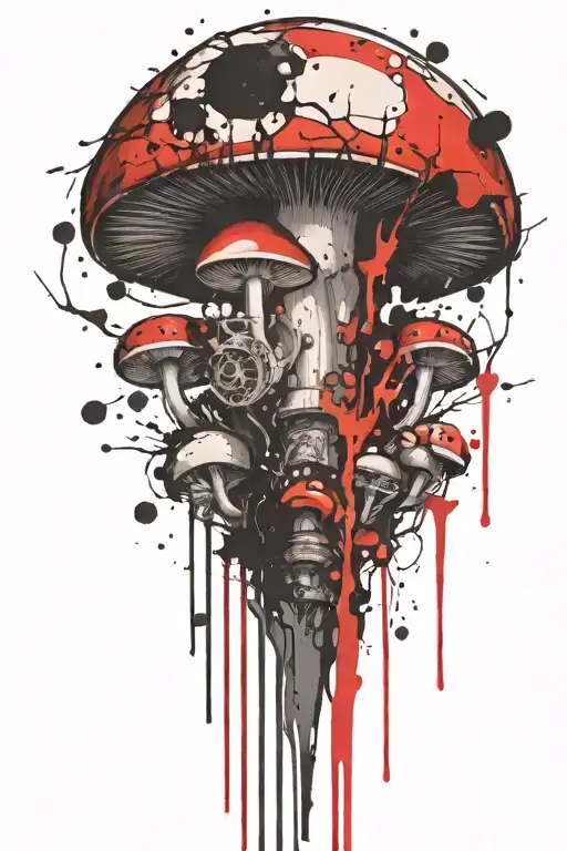 mushroom time bomb tattoo design idea