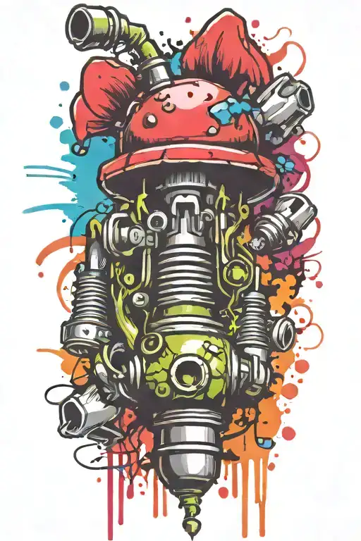 grenade and mushroom combined together symbolizing tattoo design idea