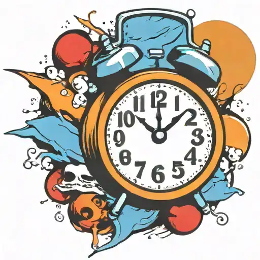 scary old school alarm clock  and freezing  tattoo design idea