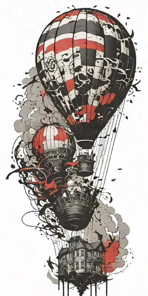 hot air balloon in a tornado never give up tattoo design idea