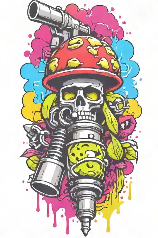 grenade and mushroom combined together  tattoo design idea