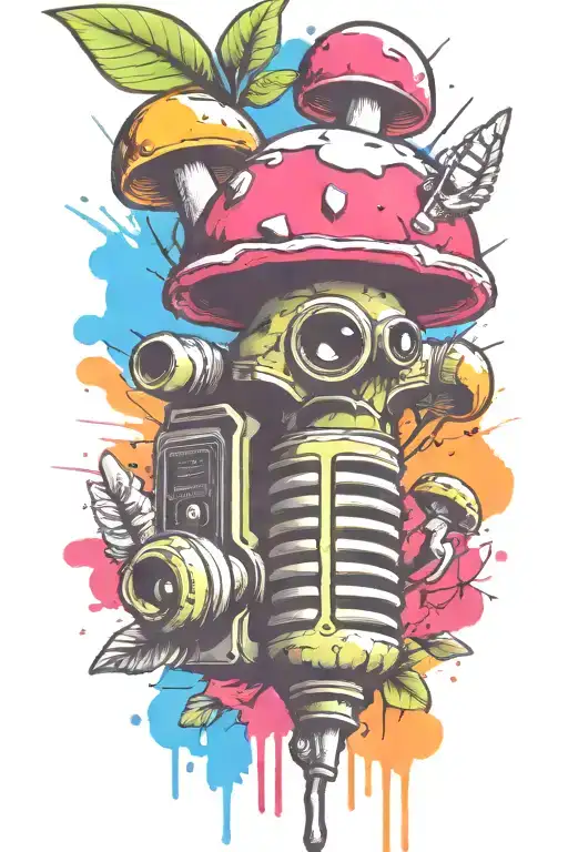 grenade and mushroom combined together  tattoo design idea