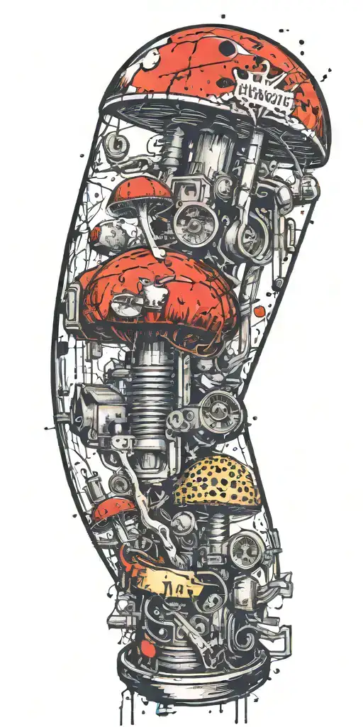 grenade mushroom ticking time bomb   tattoo design idea