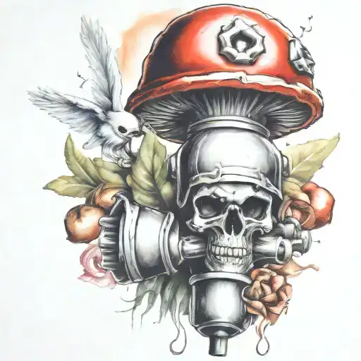 grenade bomb and mushroom combined together  tattoo design idea