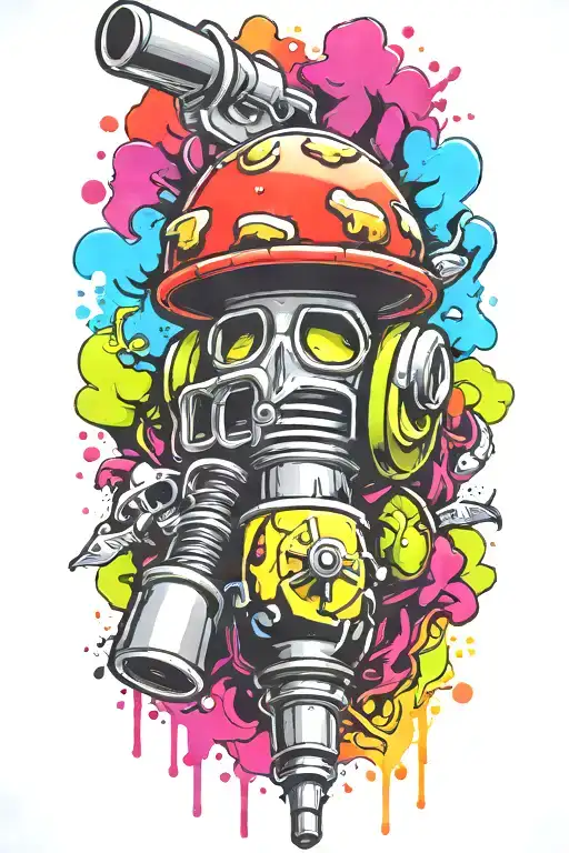 grenade and mushroom combined together  tattoo design idea