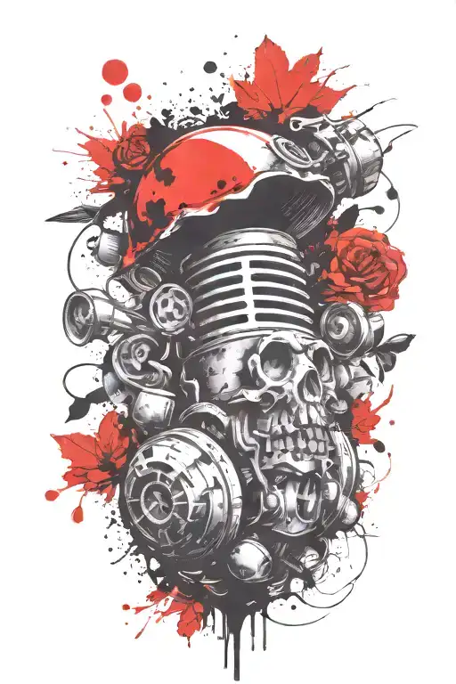 grenade and mushroom combined together tattoo design idea