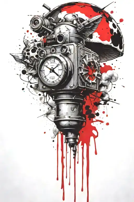  Grenade and mushroom time bomb together  tattoo design idea