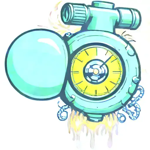 mushroom grenade wired explosive device or bomb and timer running tattoo design idea