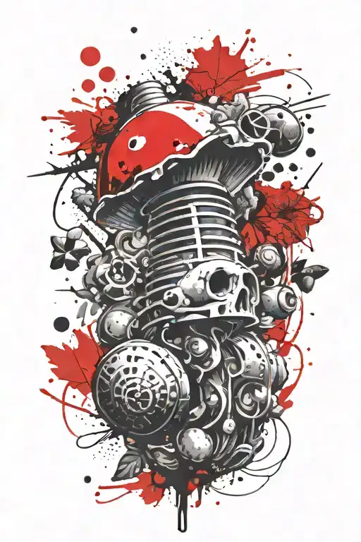 grenade and mushroom combined together tattoo design idea