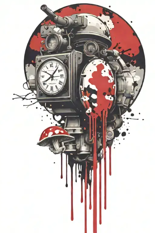  Grenade and mushroom time bomb together  tattoo design idea