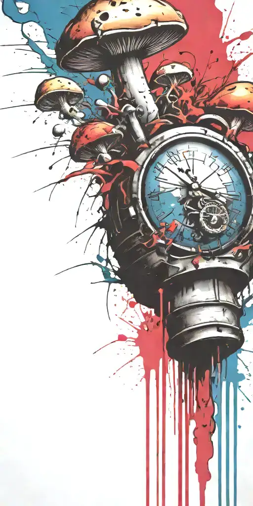 sophisticated mushroom explosives ticking time bomb grenade  tattoo design idea