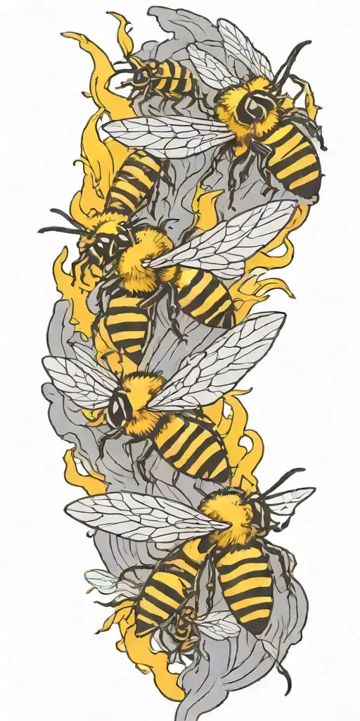 killer bee swarm tornado tattoo design idea
