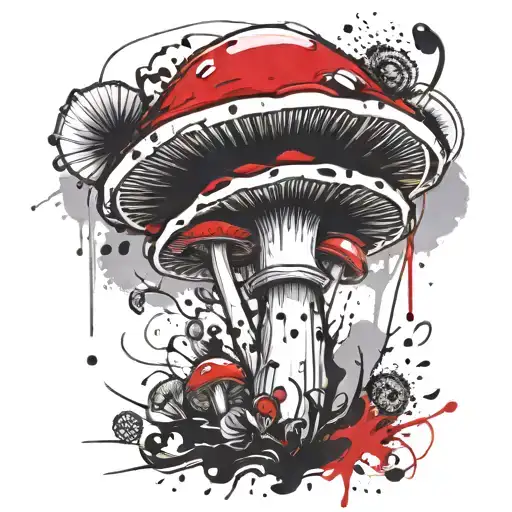 time bomb mushroom coming tattoo design idea